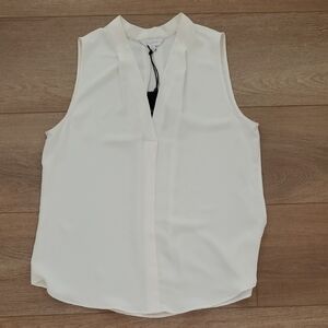 Goldray Sleeveless White Blouse